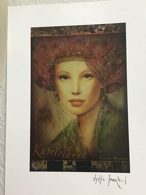 'Kapriccianna' Wall Art Lithograph by Markus Csaba- Green and Burgundy